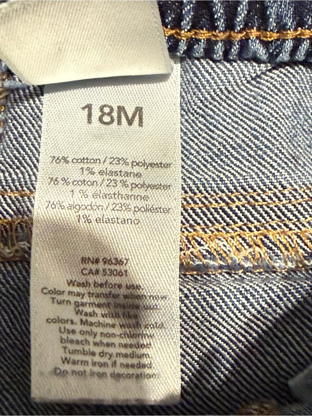 OshKosh Bgosh Baby Boys Super Skinny Blue Stretch Jeans Toddler Size 18M Clean